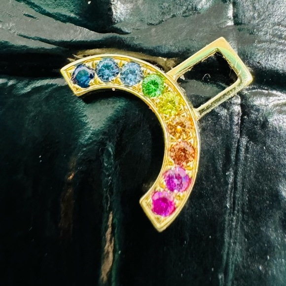 EarWish 14K Yellow Gold, Sapphire & Tsavorite Rainbow Single Earring Charm - Picture 3 of 3